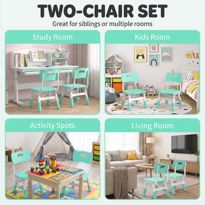 Set of 2 Height-Adjustable Kids' Desk Chairs - Green & White