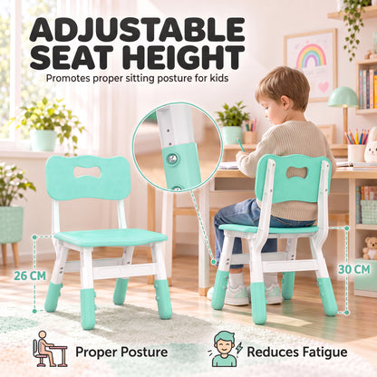 Set of 2 Height-Adjustable Kids' Desk Chairs - Green & White