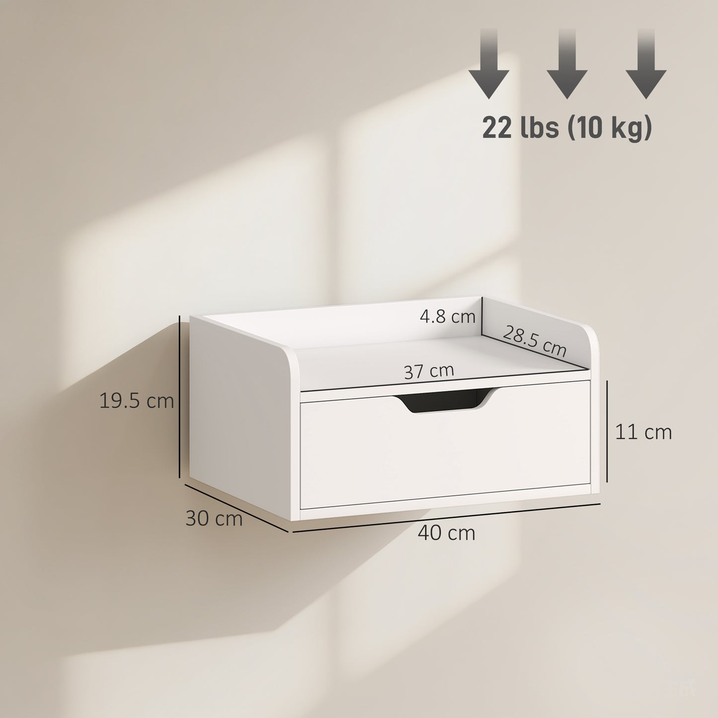 Floating Nightstands Set of 2, Nightstand with Drawer, White