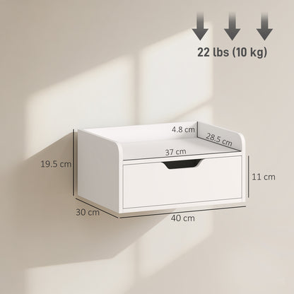 Floating Nightstands Set of 2, Nightstand with Drawer, White
