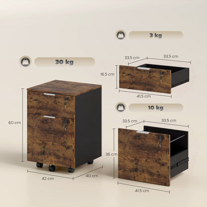 2 Drawer Filing Cabinet with Adjustable Hanging Bars for A4 and Letter