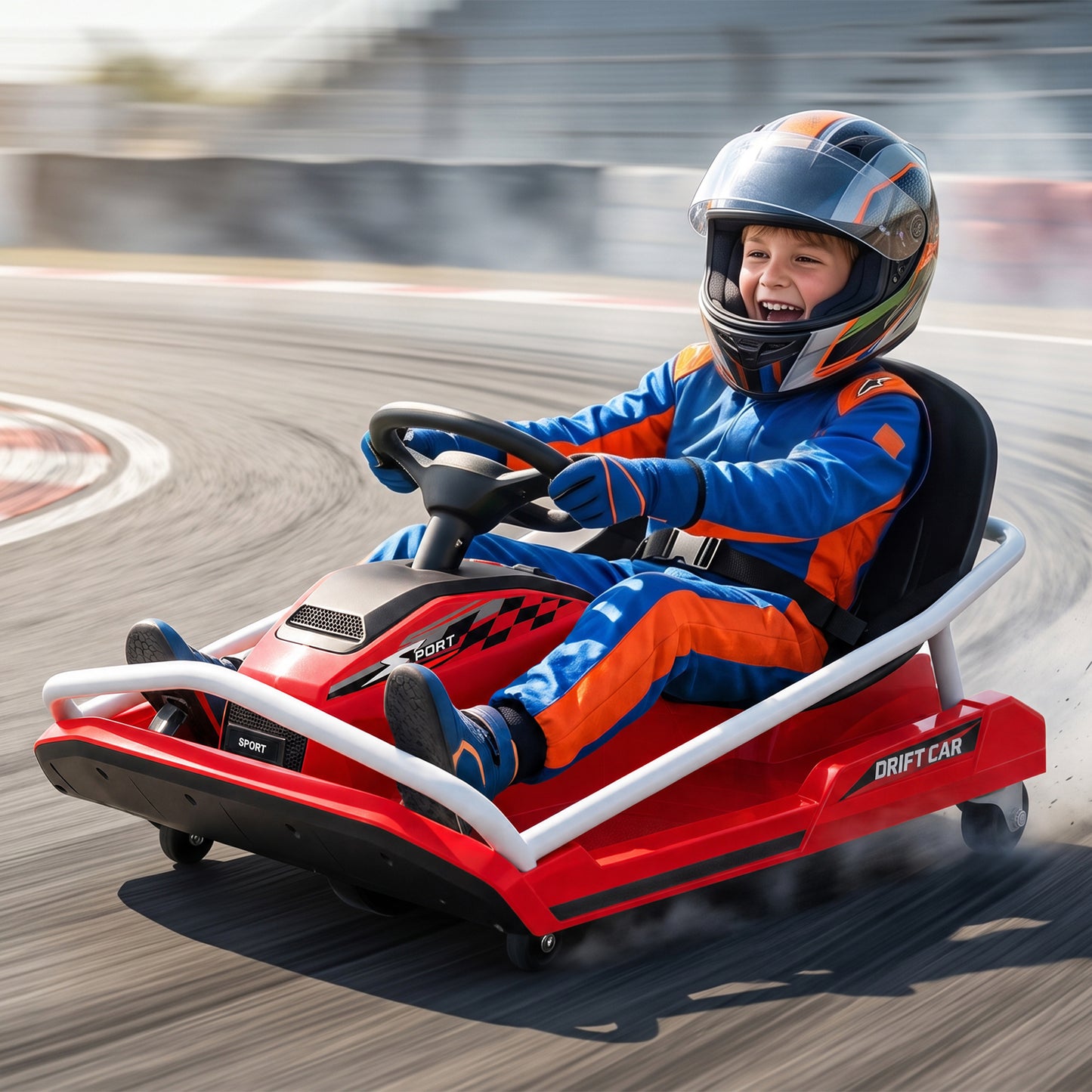 24V Electric Go Kart for Kids with Drift Mode, Soft Start, Red