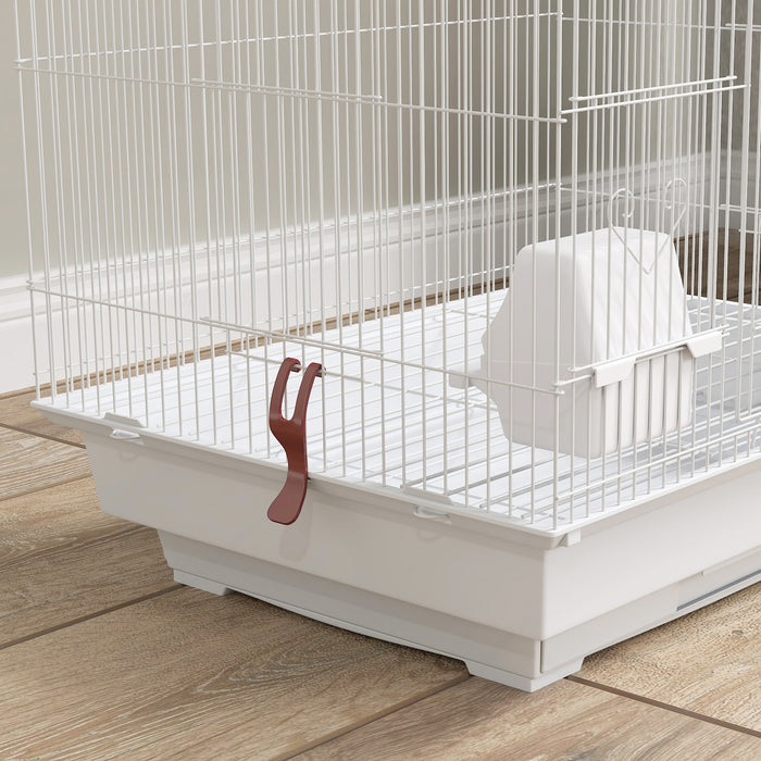 Bird Cage for Budgies, Finches, Canaries w/ Accessories, Toys, Tray, Handle, 46 x 36 x 100cm -White