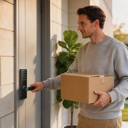 Smart Door Lock, Fingerprint/Passcode/APP/NFC/Key, Doorbell