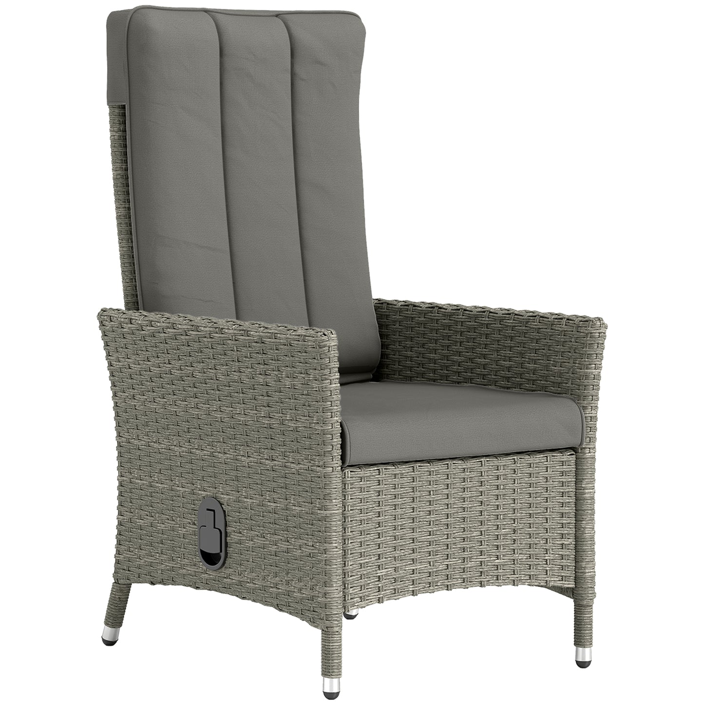 Rattan Garden Recliner Chair with Adjustable Backrest, Grey