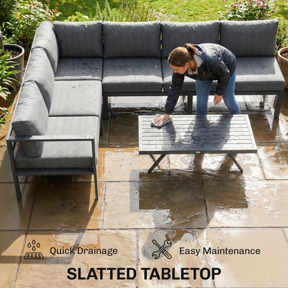 Patio Furniture Set Adjustable Backrest L-Shaped Dark Grey