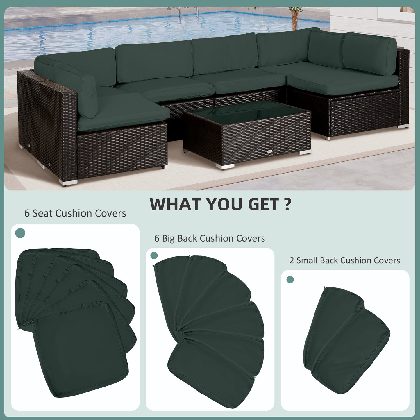 Garden Rattan Sofa Set Polyester Cover Replacement No Cushion Grey