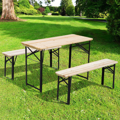 Outdoor Picnic Table Portable Folding Camping Patio Beer Table Set