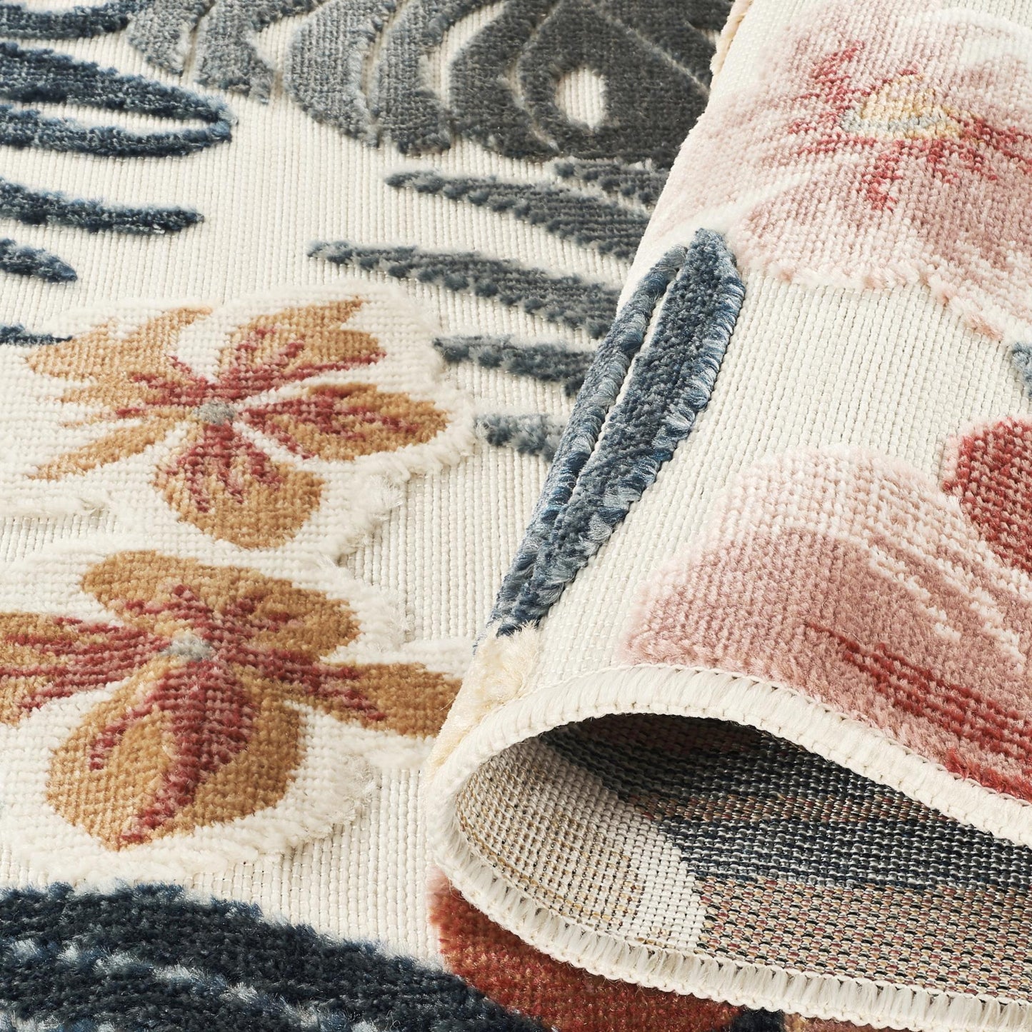 Gardenia Azalea Indoor Outdoor Low Pile Area Rug Floral Design