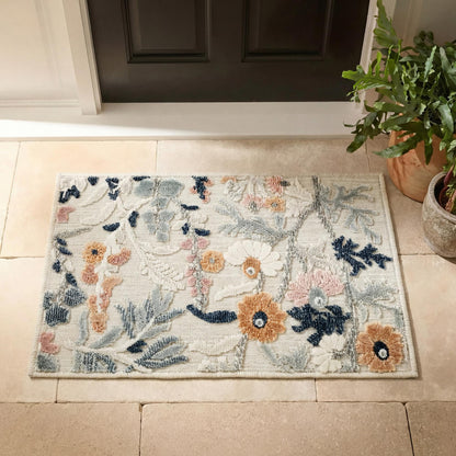 Gardenia Daisy Indoor Outdoor Low Pile Area Rug Floral Design