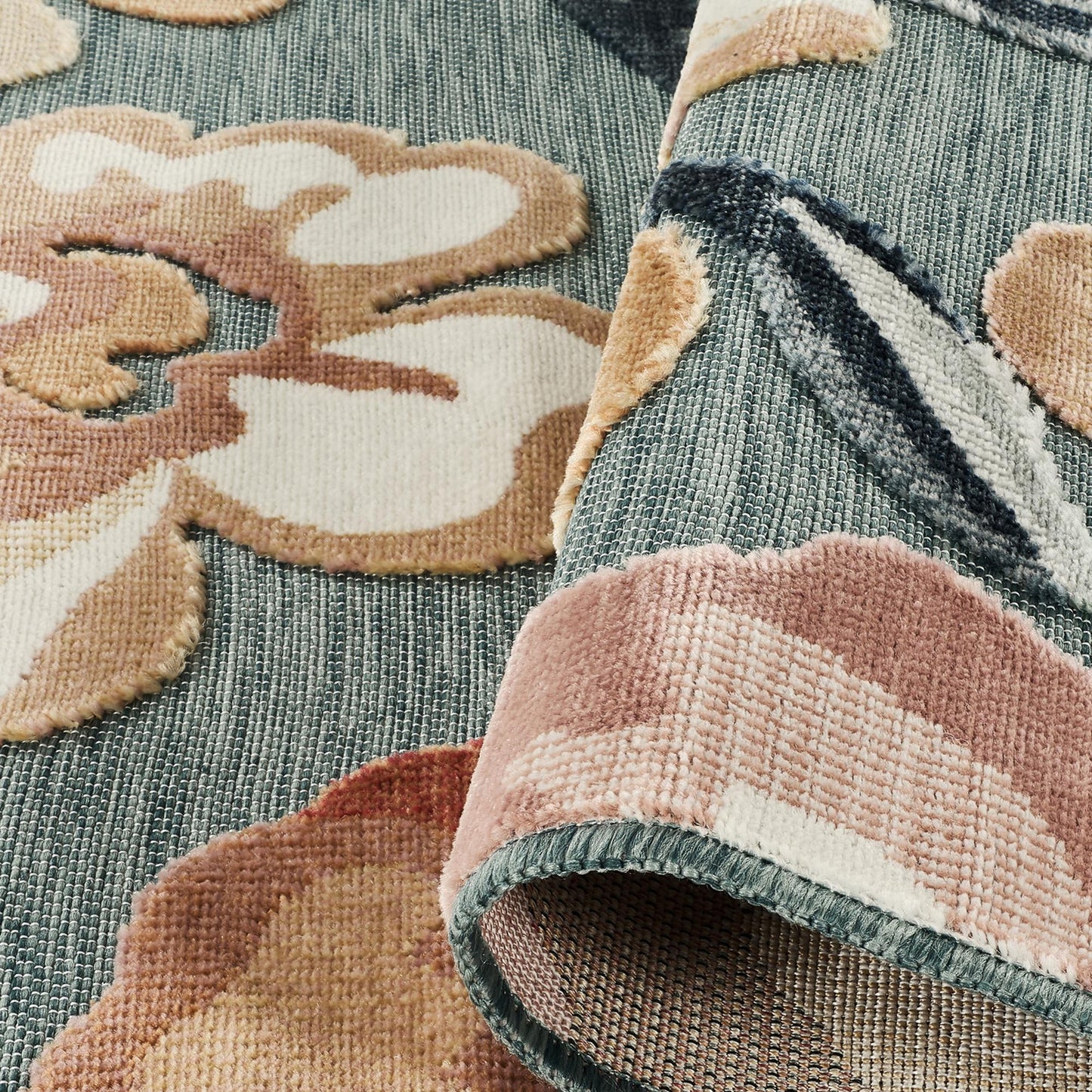 Gardenia Jasmine Indoor Outdoor Low Pile Area Rug Floral Design