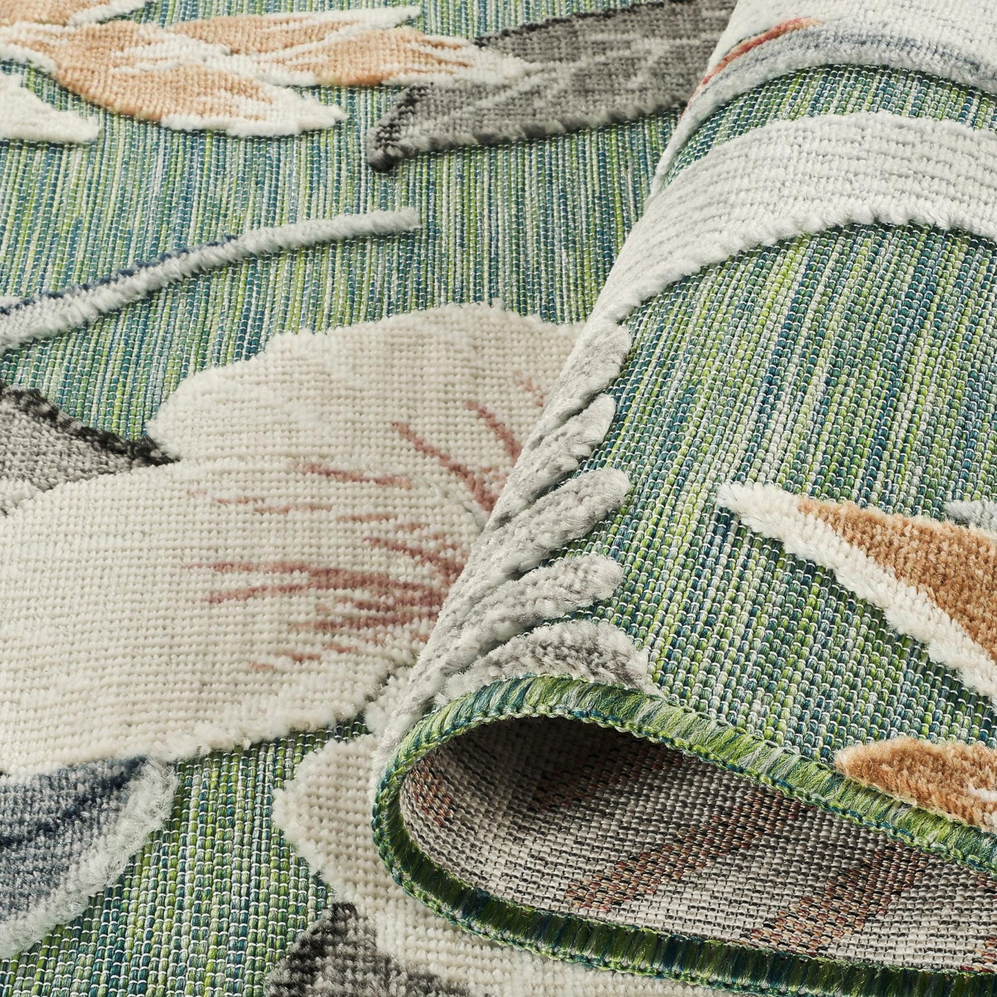 Gardenia Lily Indoor Outdoor Low Pile Area Rug Floral Design