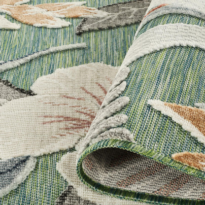 Gardenia Lily Indoor Outdoor Low Pile Area Rug Floral Design