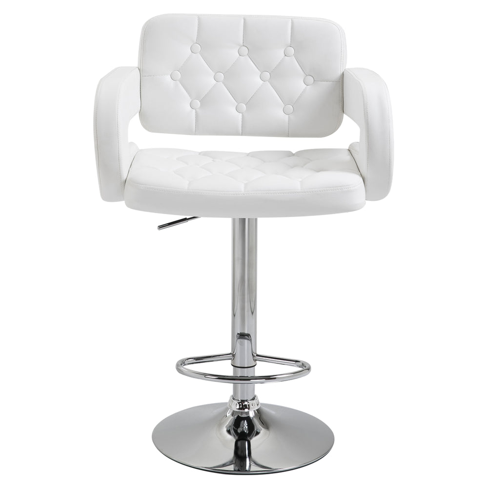 PU Leather Upholstered Swivel Bar Stool, Height Adjustable Barstool with Back, Armrest, Footrest for Kitchen