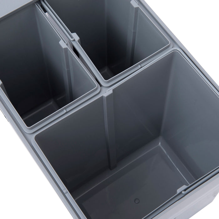 Kitchen Recycle Waste Bin Pull Out Soft Close Dustbin Recycling Cabinet Trash Can Grey (40L (1x20L+2x10L))