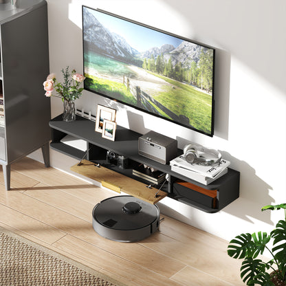 120 cm Floating TV Unit with Storage Entertainment Media Console Grey