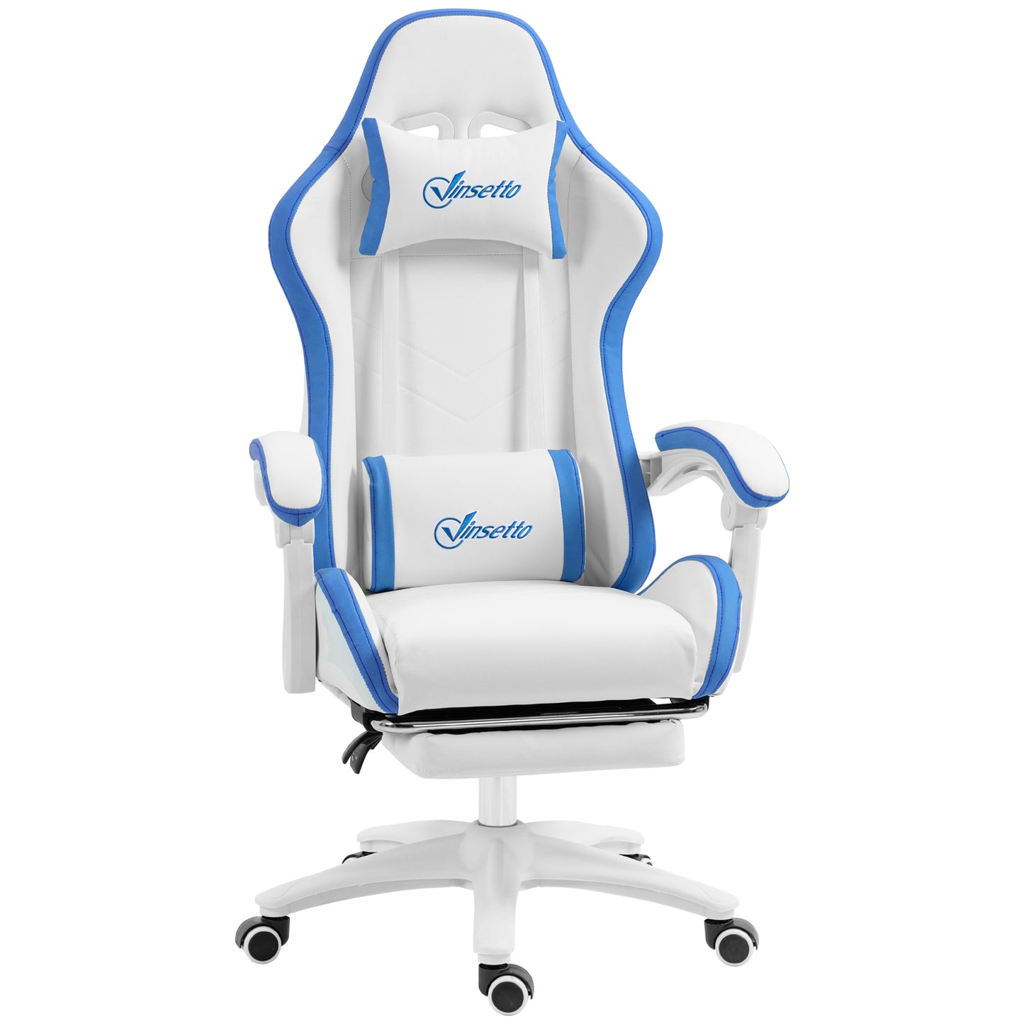 Racing Style Gaming Chair with Reclining Function Footrest, Blue