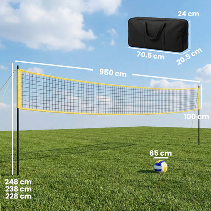 Portable Volleyball Net Set with Adjustable Height Steel Poles