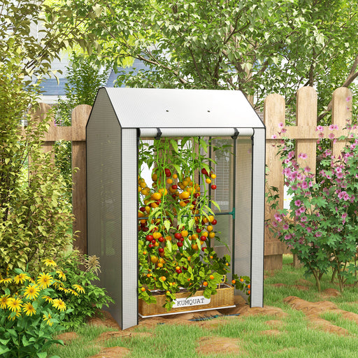 Mini Greenhouse with 4 Wire Shelves Portable Garden Grow House Upgraded Tomato Greenhouse with Roll Up Door and Vents, 100 x 80 x
