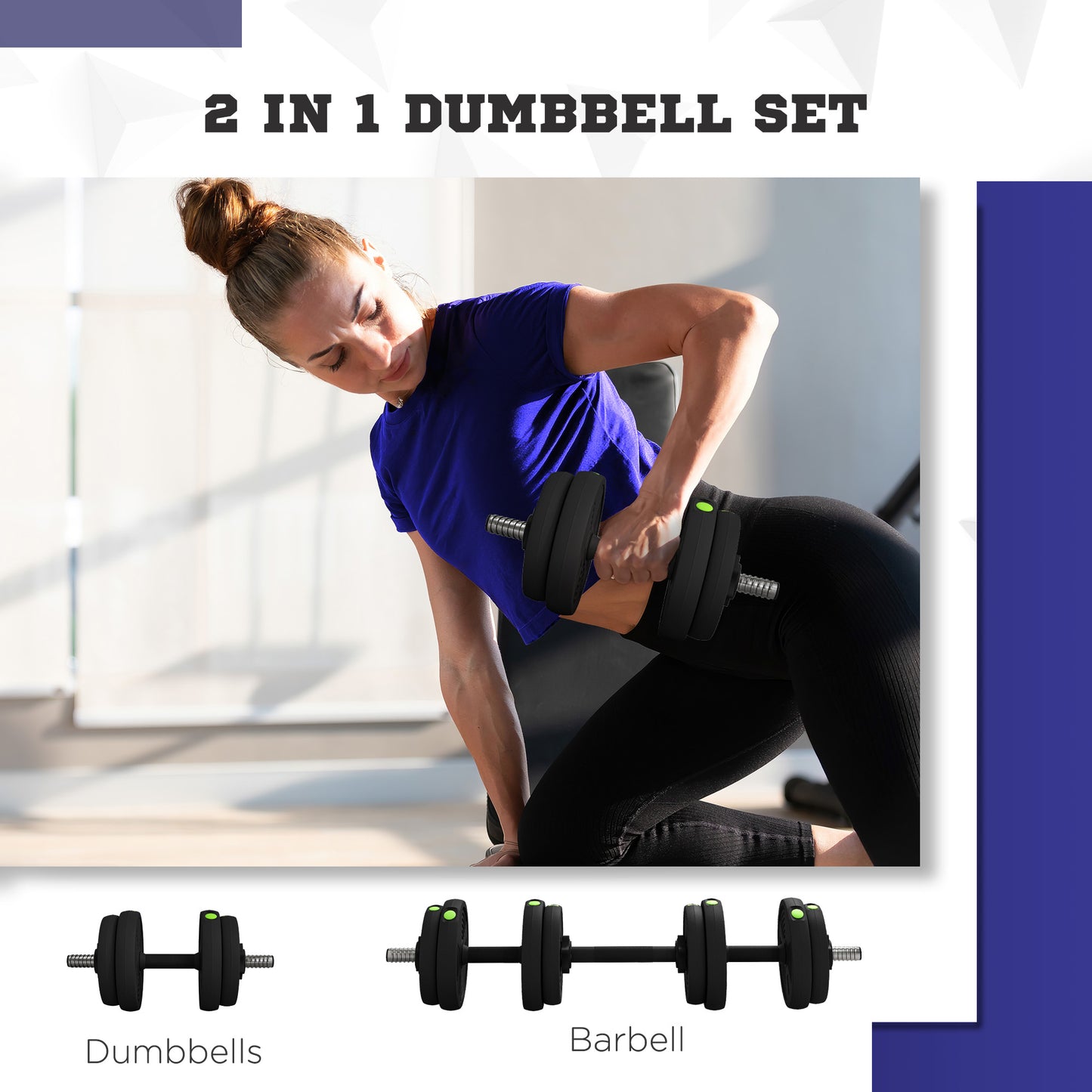 15KG Adjustable Dumbbells Weight Barbell & Dumbbells Set, Free Weights Set for Home Gym Strength Training