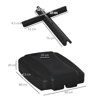 7.5kg Parasol Base w/ Wheels Water and Sand, Up to 100kg Black