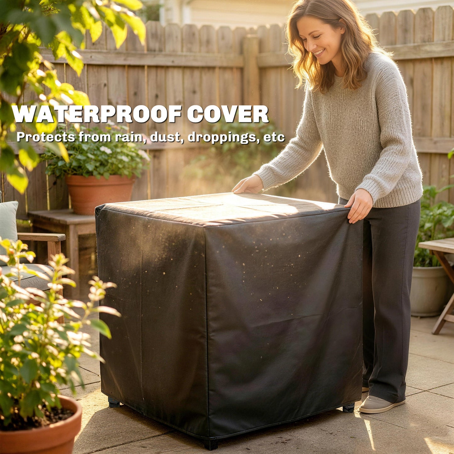 Rattan Gas Fire Pit Table with Rain Cover, Wind Guard, 14.5 KW