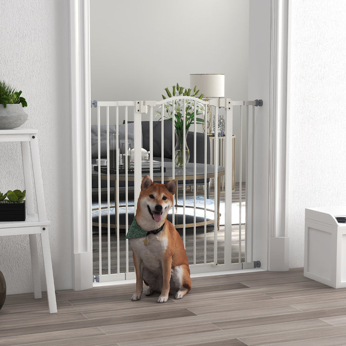 Metal Pet Safety Gate Dog Gate Folding Fence, White