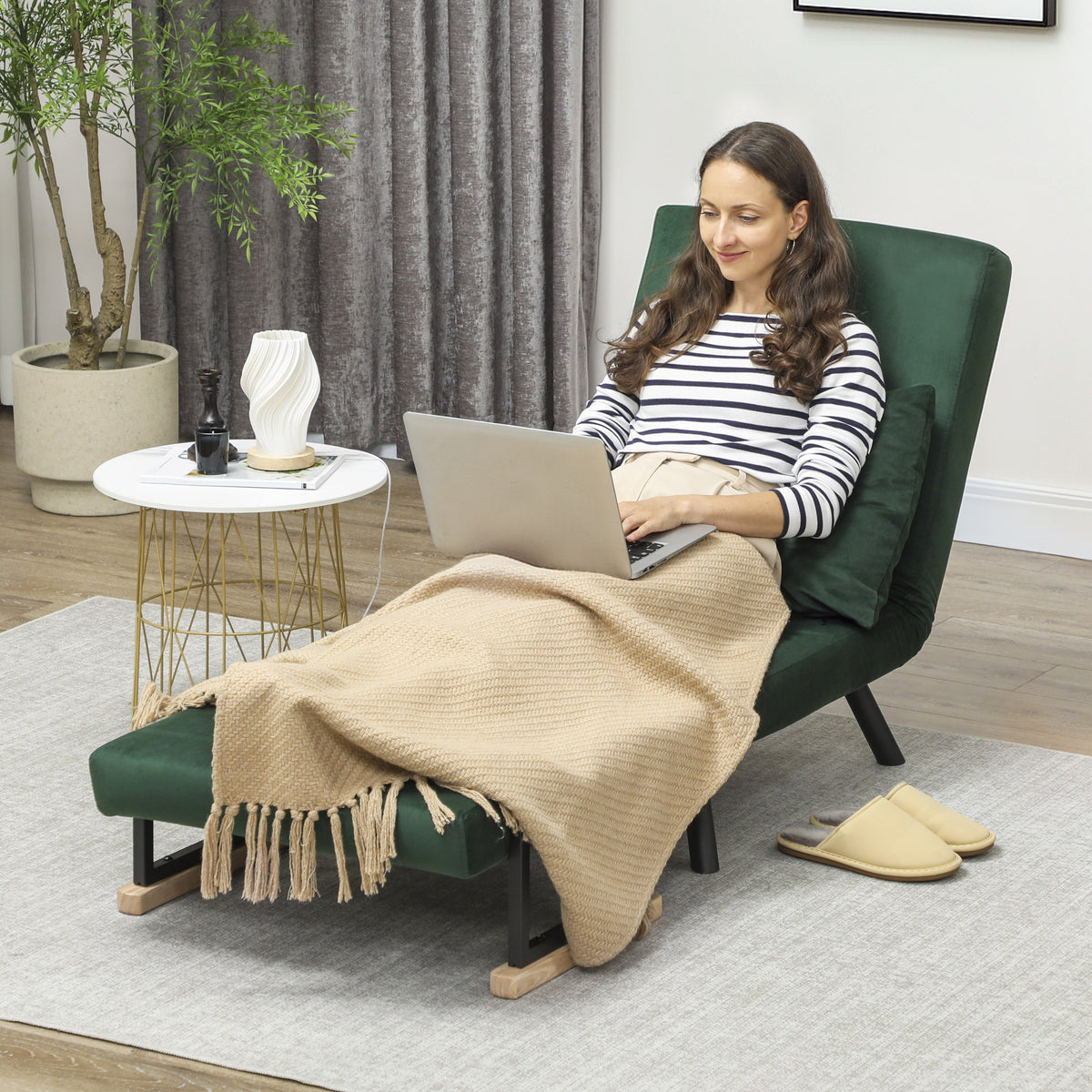 Click Clack Single Chair Bed Settee for Living Room, Green
