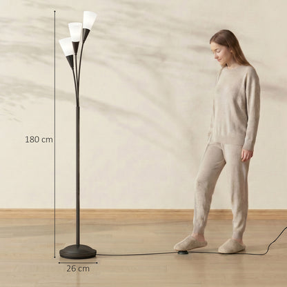 3-Light Upright Floor Lamps for Living Room, Modern Standing Lamp for Bedroom with Steel Base, Bulb not Included, Black