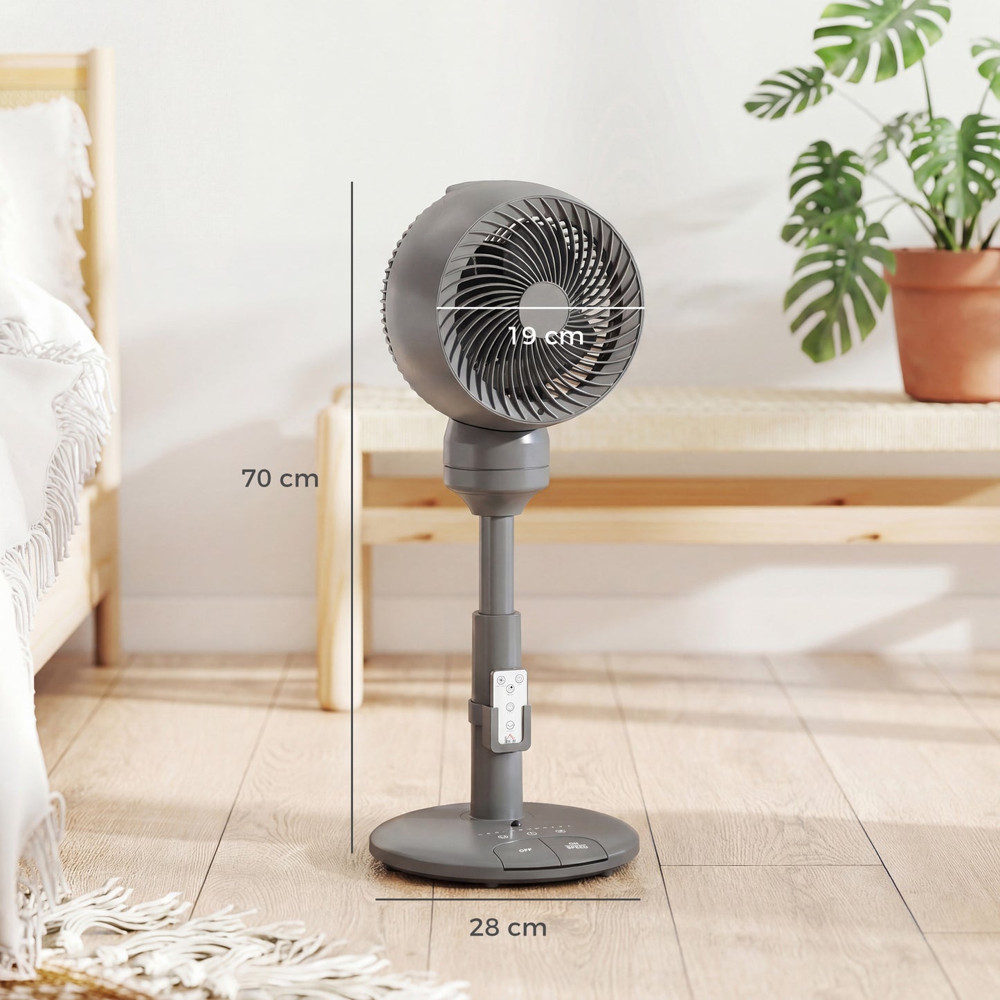 9" Pedestal Cooling Fan with Adjustable Speed and Mode, Grey