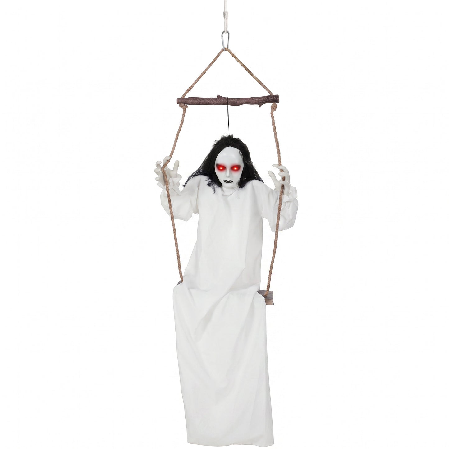 170cm Animated Hanging Swing Ghost with Glowing Red Eyes for Party