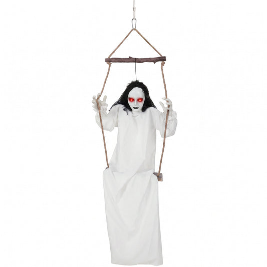 170cm Animated Hanging Swing Ghost with Glowing Red Eyes for Party