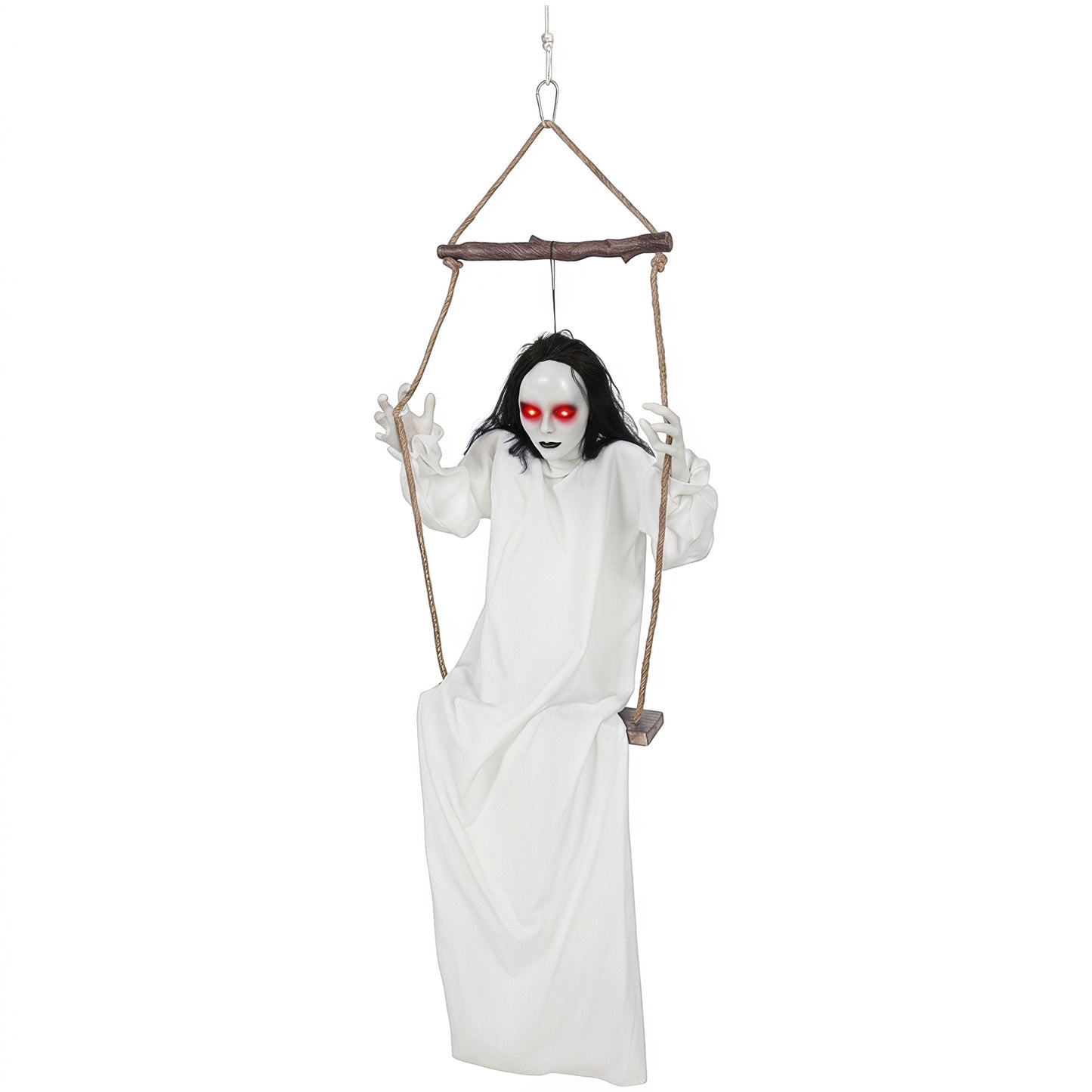 170cm Animated Hanging Swing Ghost with Glowing Red Eyes for Party