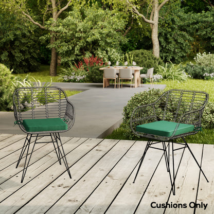 Set of 6 Chair Cushion Seat Pads with Removable Tie, Green