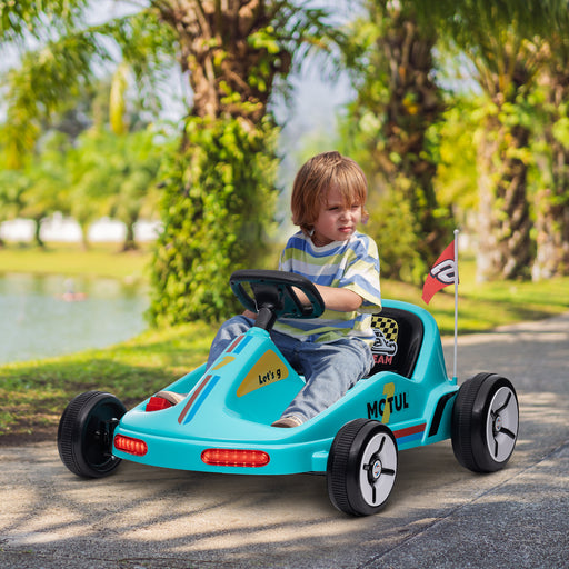 6V Electric Go Kart w/ Music, Light, Horn, for 3-5 Years, Blue