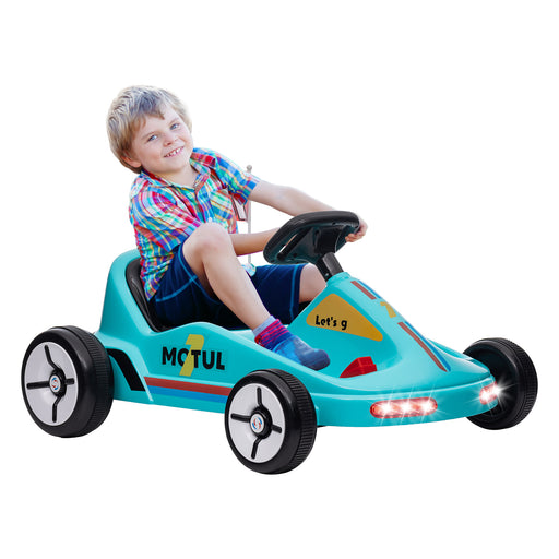 6V Electric Go Kart w/ Music, Light, Horn, for 3-5 Years, Blue