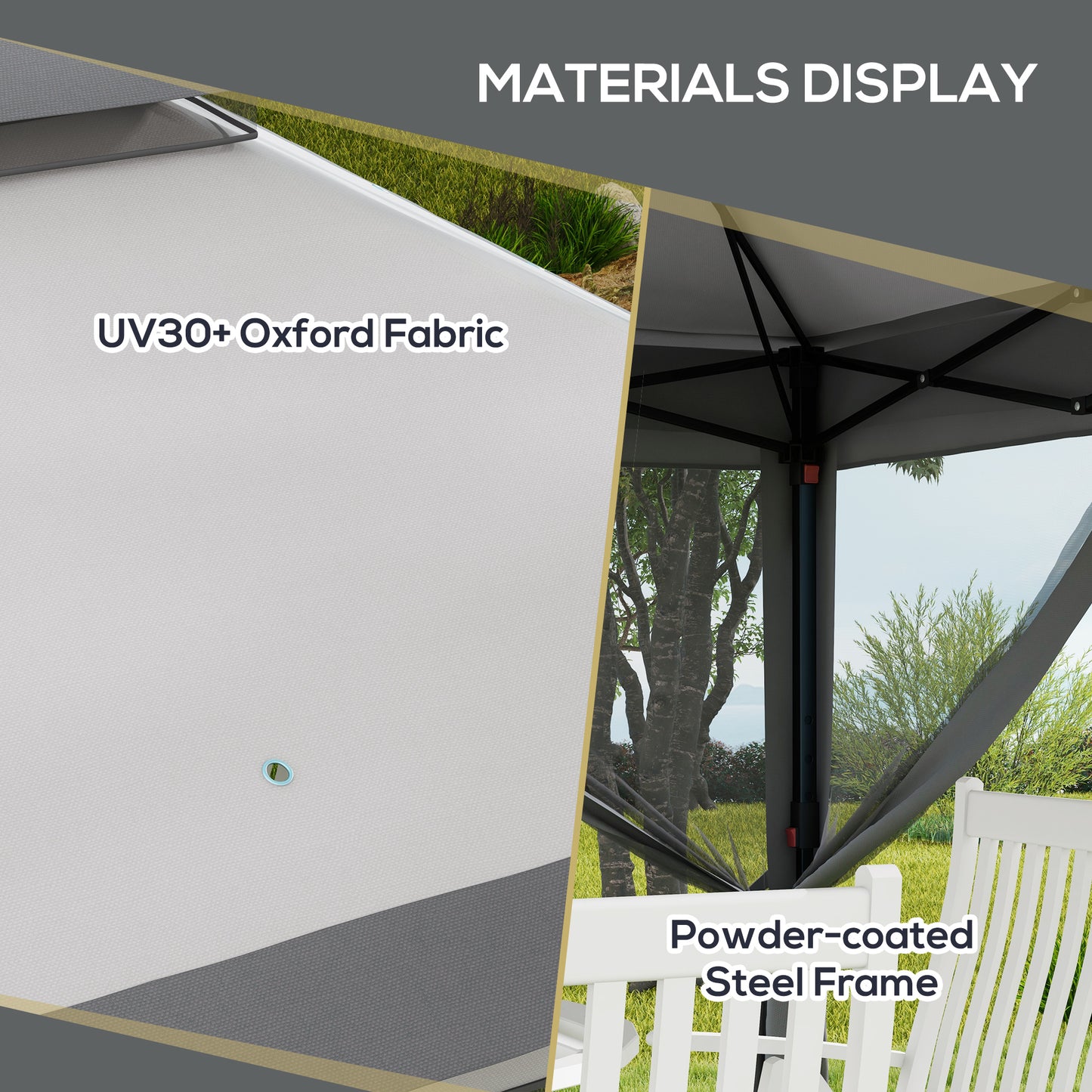 3 x 3(m) Pop Up Gazebo, Height Adjustable Instant Event Shelter with Netting and Carrying Bag, Grey