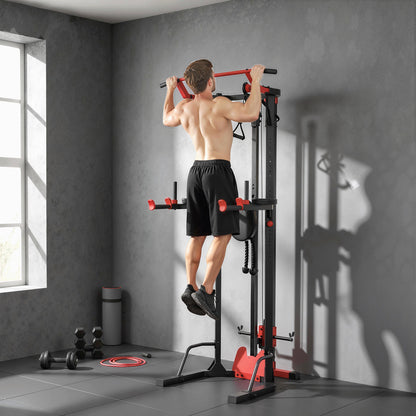 Power Tower with Lat Pull Down Machine, Pull Up Bar, Dip Station