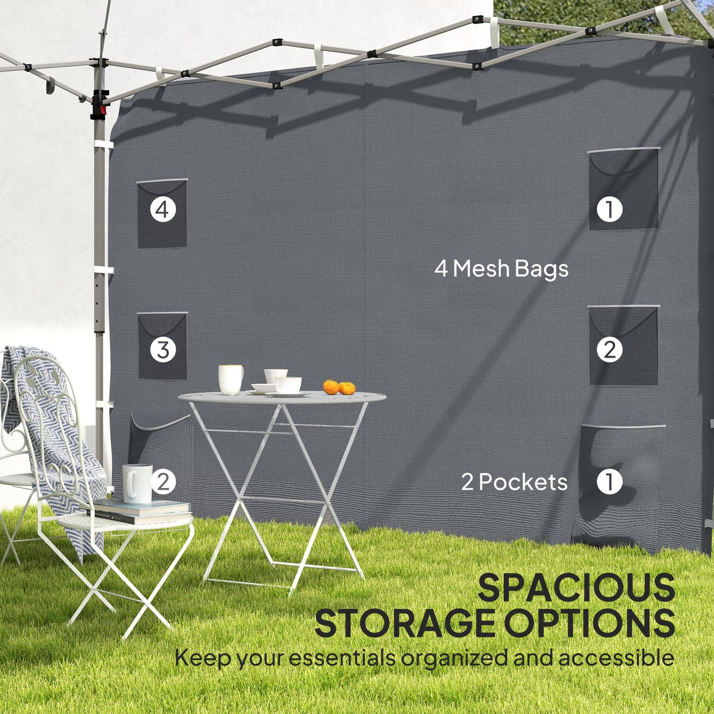 Side Panel for 3x3 m Pop Up Gazebos, 1 Pack Sidewall Only, Grey