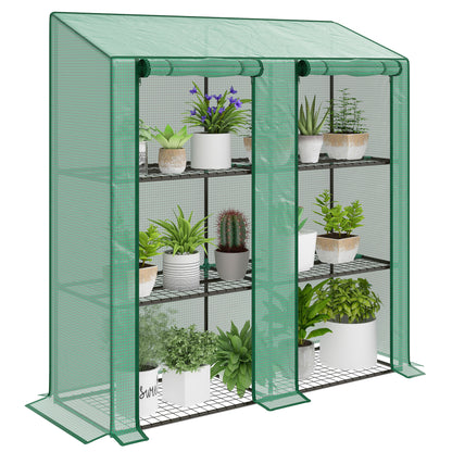 Mini Green House with 3 Tier Shelves, 151H x 143W x 46Dcm, Green