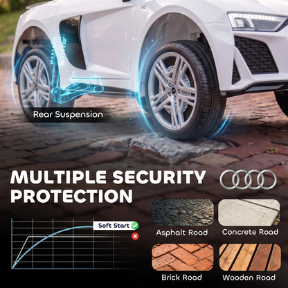 Licensed Audi R8 Spyder 12V Electric Car for Kids with Remote White