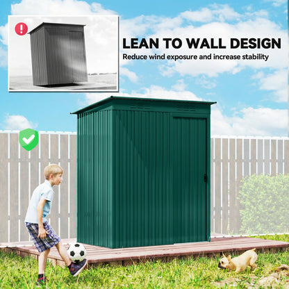 5 x 3.5ft Metal Garden Shed with Effortless Assembly, Green