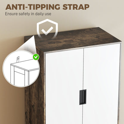 2 Door Wardrobe with 3 Drawers & Hanging Rail, Modern Clothes Storage Cupboard Unit, Bedroom Wardrobe with Soft Closing Hinge, 50D x 80W x 180Hcm, Rustic Brown