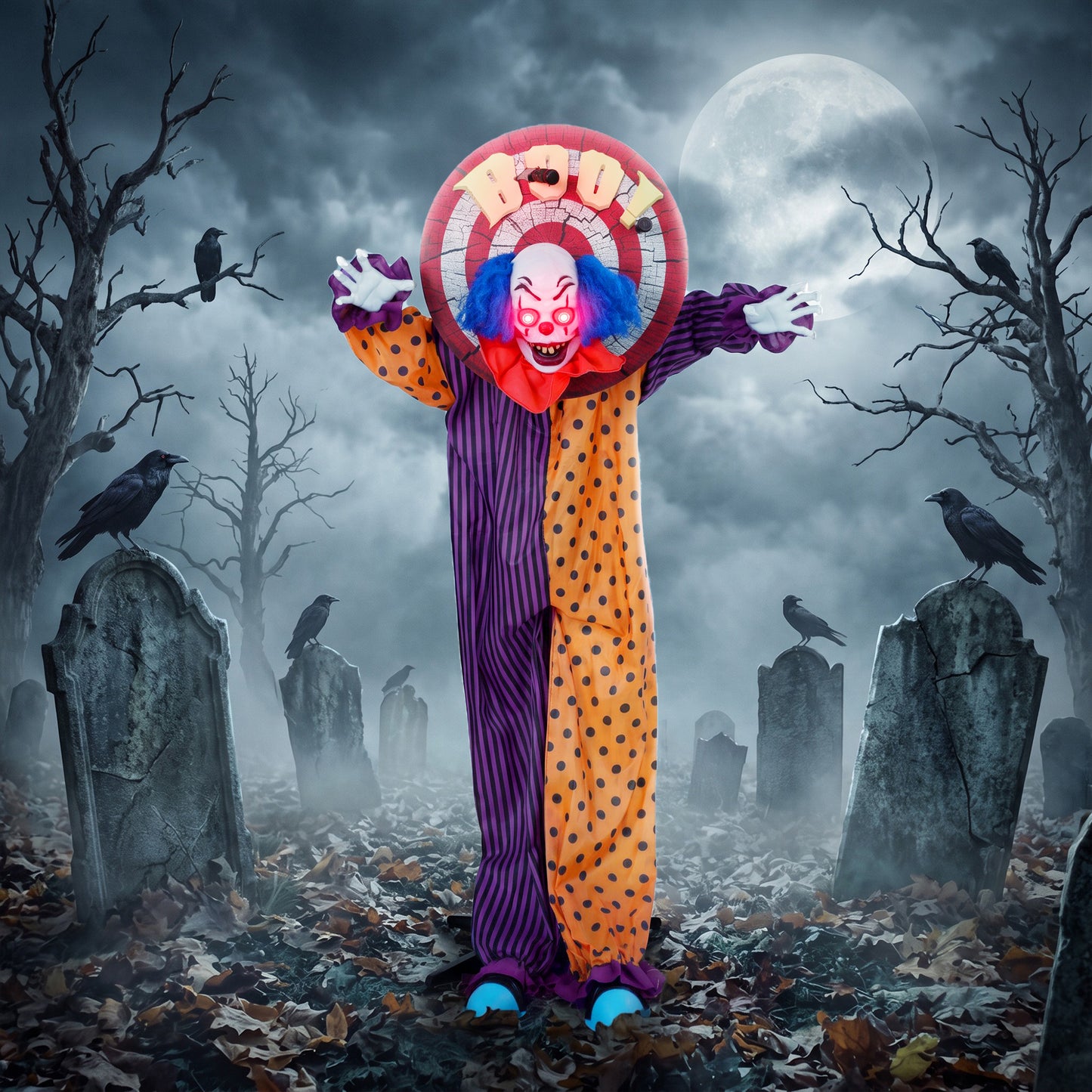 167 cm Life Size Animated Clown Halloween Decorations Outdoor Indoor