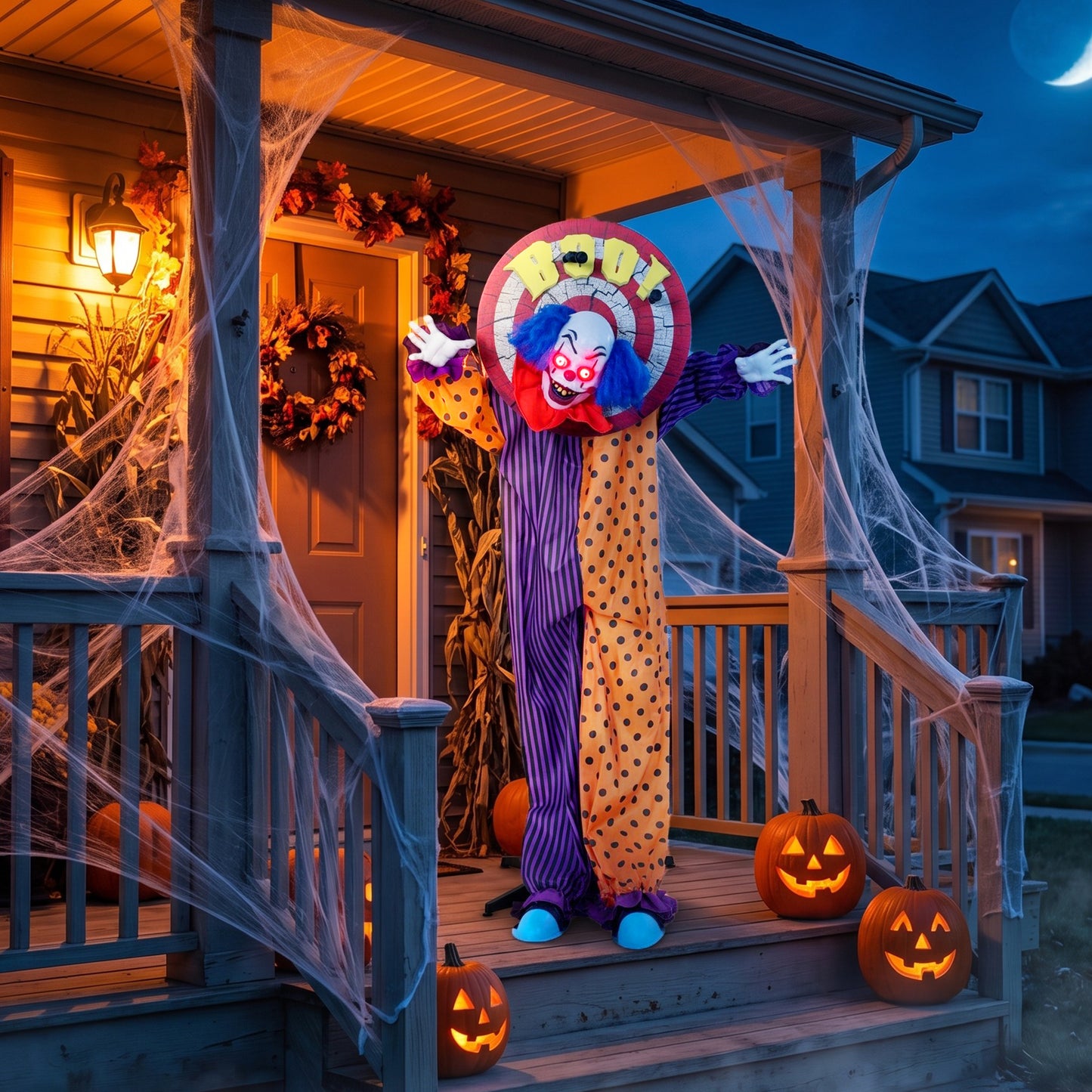 167 cm Life Size Animated Clown Halloween Decorations Outdoor Indoor