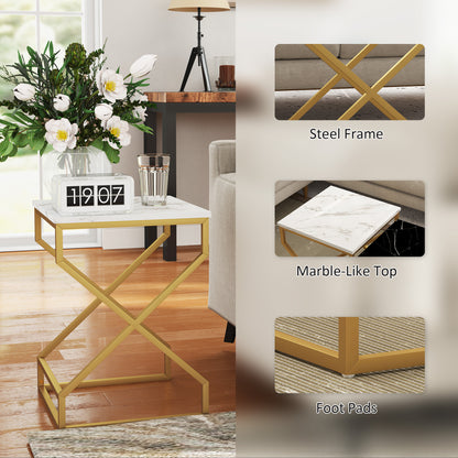 Nest Of Tables, Coffee Table Set with Steel Frame Black/White