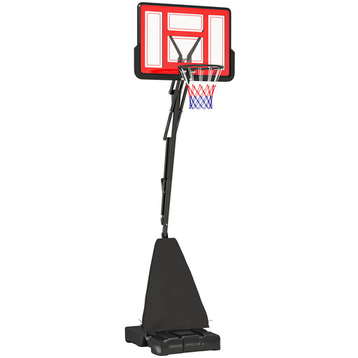 2.45-3.05m Portable Basketball Hoop and Stand with Wheels, Red