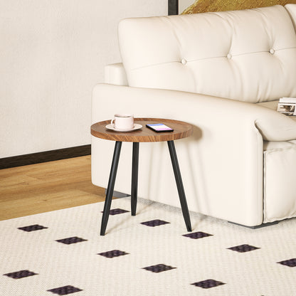 Modern End Side Table, Round Coffee Table, Chestnut Wood Effect