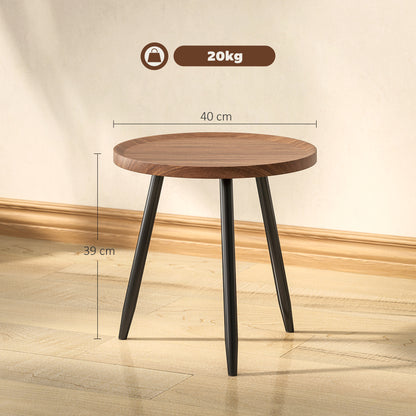 Modern End Side Table, Round Coffee Table, Chestnut Wood Effect