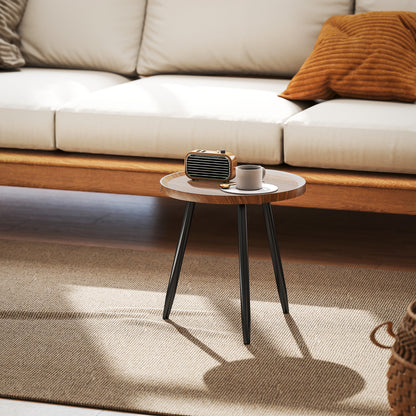 Modern End Side Table, Round Coffee Table, Chestnut Wood Effect